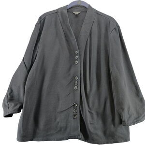 J. Jill Womens Sweater Black Size Large Rayon Blend Button Close Long Sleeve